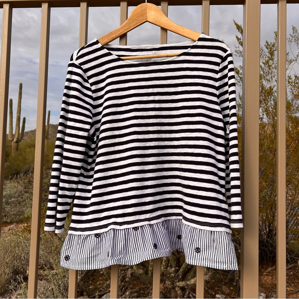 ⬇️💲Talbots 3/4 Sleeve Nautical Women’s Navy L Top